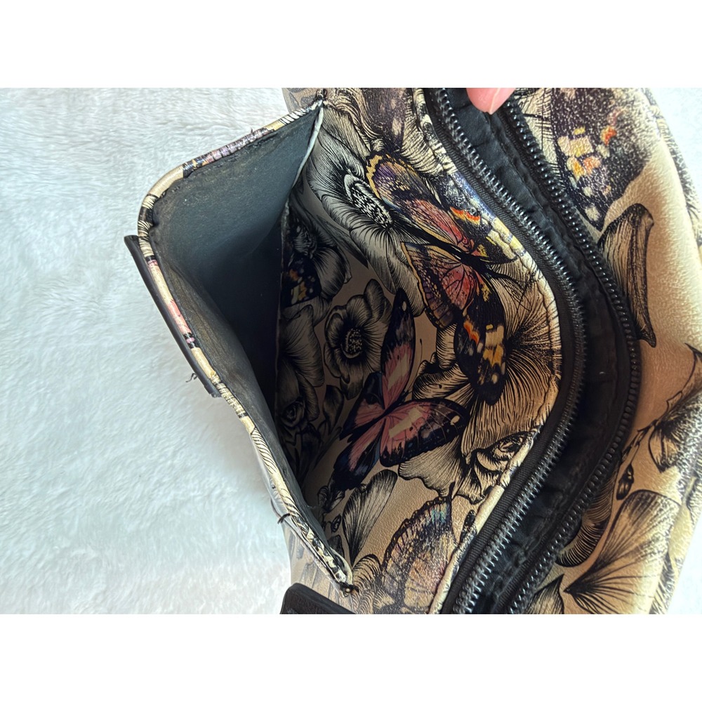 Koltov Women Floral Butterfly Print Crossbody Bag Black Cream Pink Whimsigoth - Picture 7 of 9